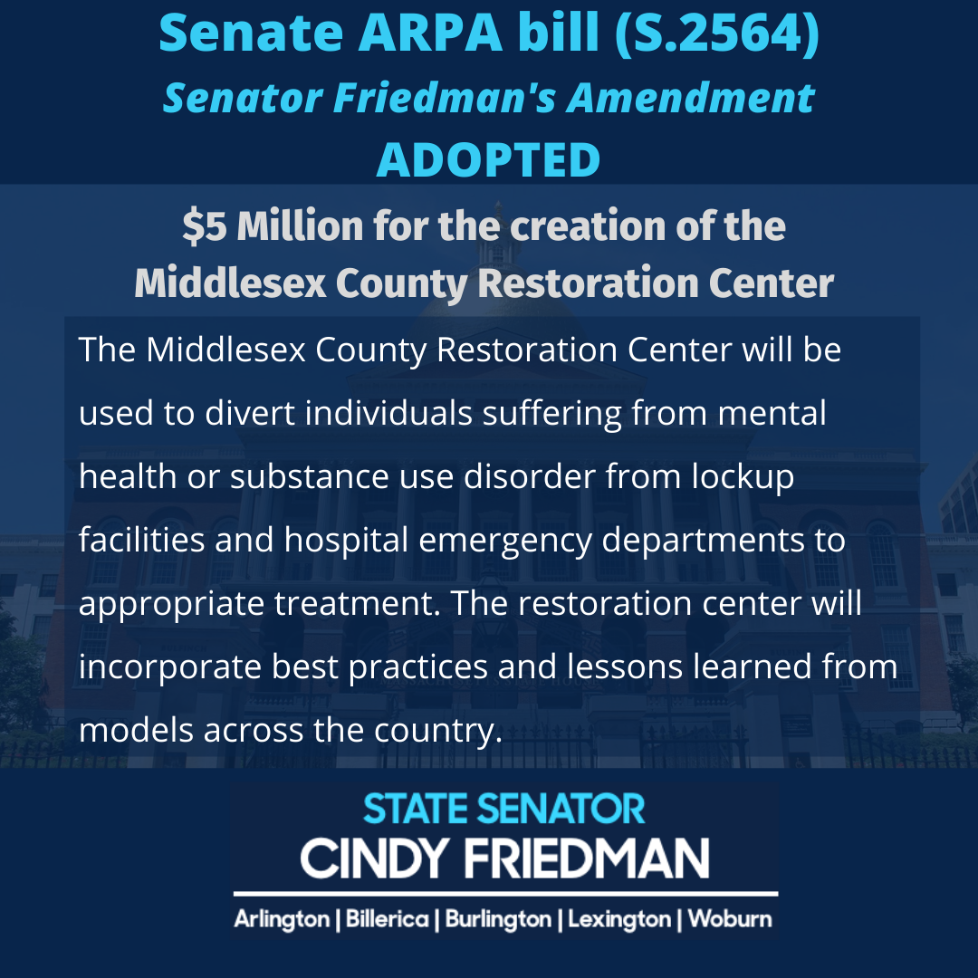 American Rescue Plan Act (ARPA) Funding - Senator Cindy Friedman